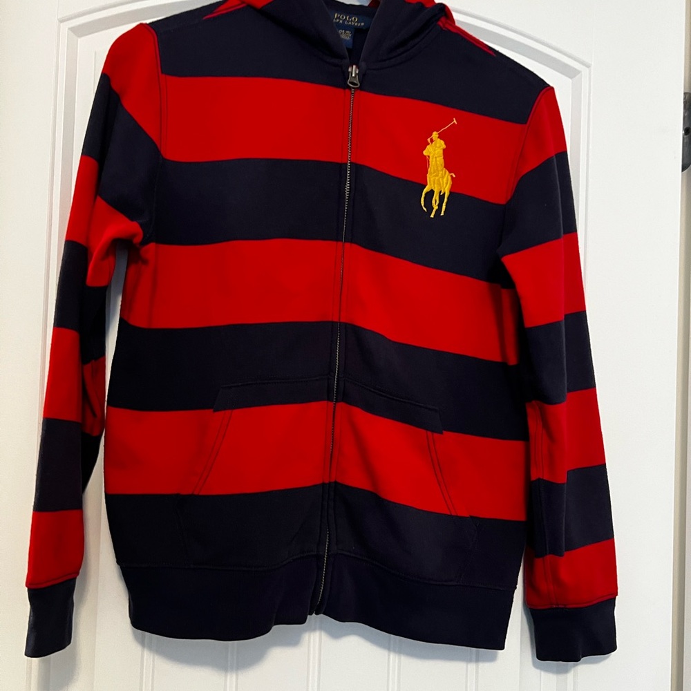 Polo by Ralph Lauren Kids Red and Black Striped Hoodie